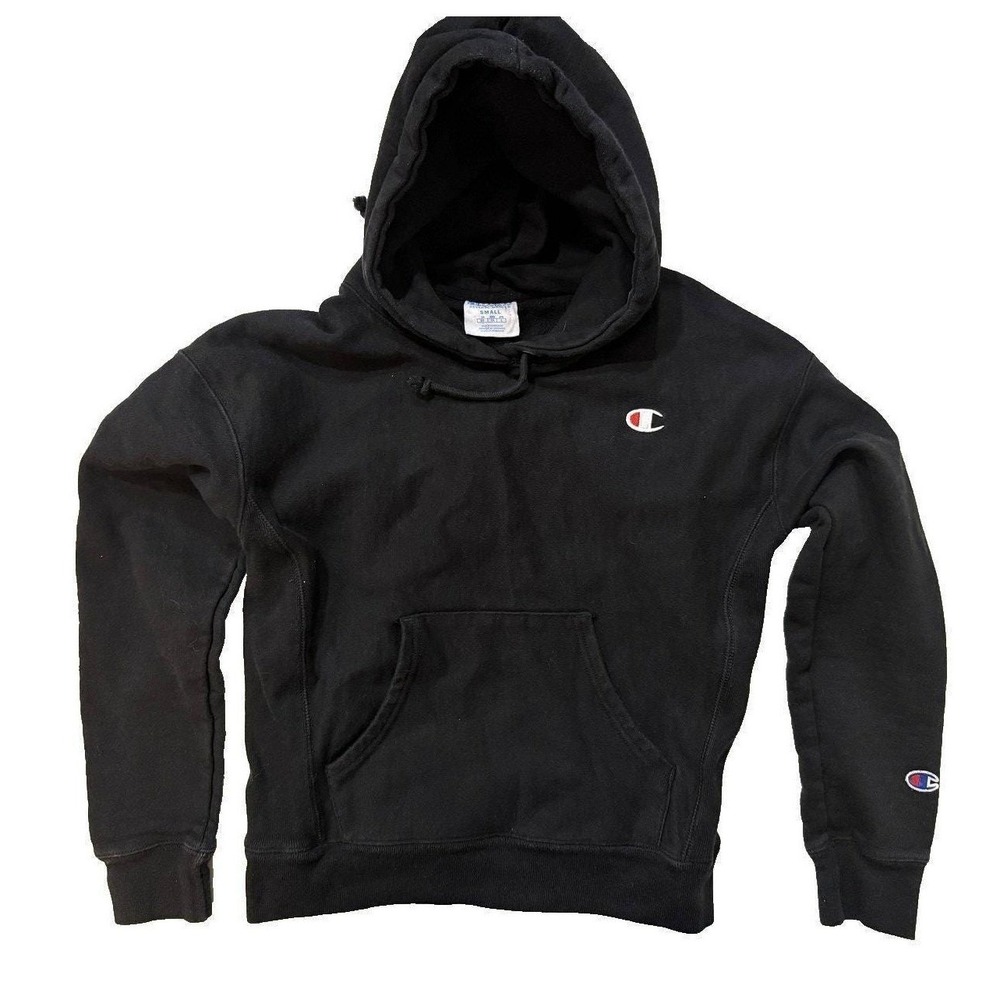 Vintage 90s Champion‎ Reverse Weave Hoodie Men Small Black Embroidered Logo